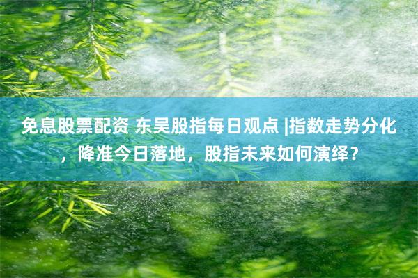 免息股票配资 东吴股指每日观点 |指数走势分化，降准今日落地，股指未来如何演绎？