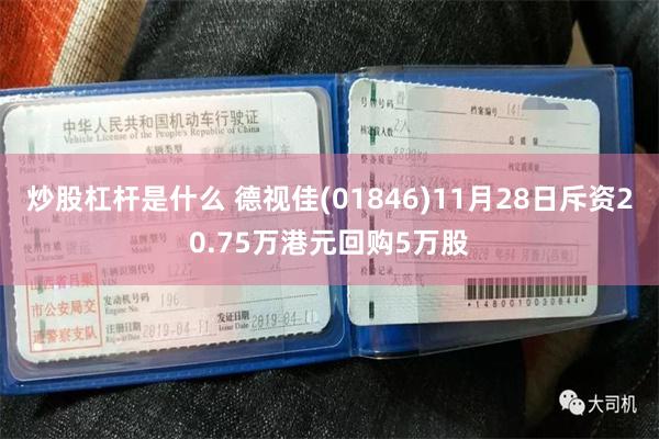 炒股杠杆是什么 德视佳(01846)11月28日斥资20.75万港元回购5万股