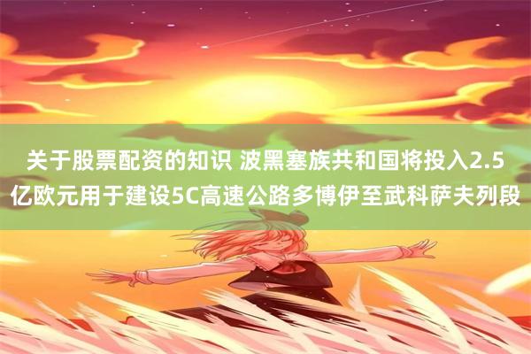 关于股票配资的知识 波黑塞族共和国将投入2.5亿欧元用于建设5C高速公路多博伊至武科萨夫列段